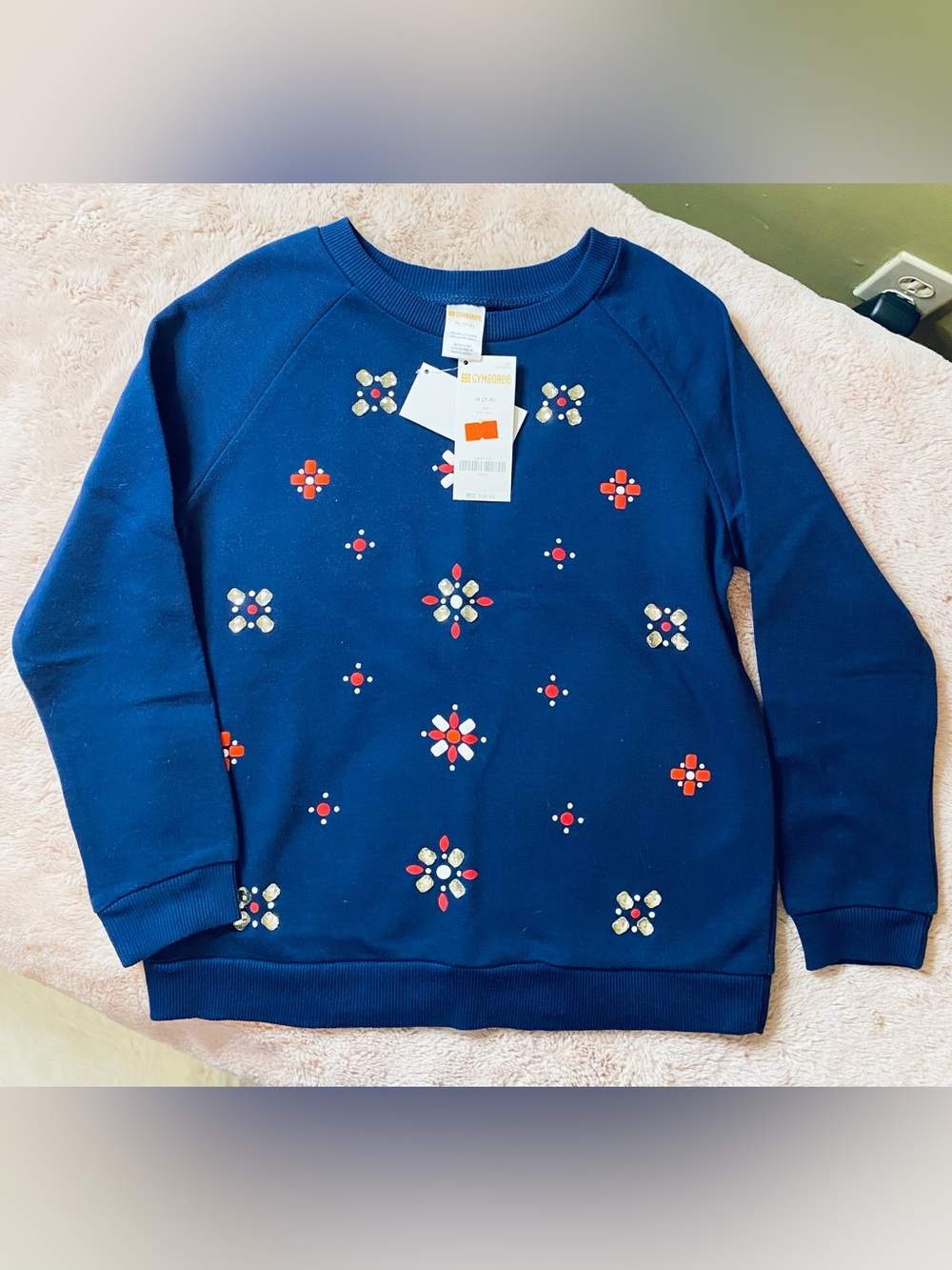 Gymboree Navy Crewneck Sweatshirt with Jewel Accents